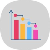 Bar Chart Flat Curve Icon vector