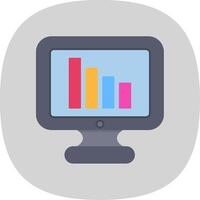 Bar Chart Flat Curve Icon vector