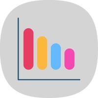 Bar Chart Flat Curve Icon vector