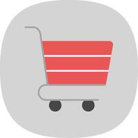 compras carro plano curva icono vector