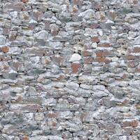 Old wall stone texture and background with rustic tiles design photo
