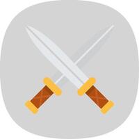 Two Swords Flat Curve Icon vector
