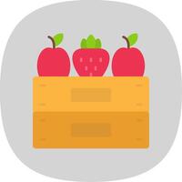 Fruta caja plano curva icono vector