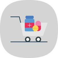 Trolley Flat Curve Icon vector