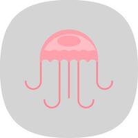 Jellyfish Flat Curve Icon vector