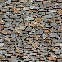 Old wall stone texture and background with rustic tiles design photo