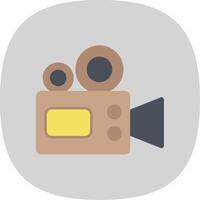 Video Camera Flat Curve Icon vector