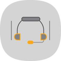 auriculares plano curva icono vector