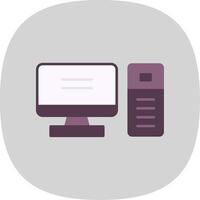 Computer Desktop Flat Curve Icon vector