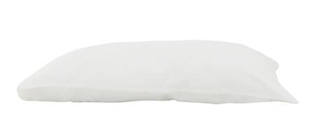 Front view of single white pillow with case isolated on white background with clipping path photo