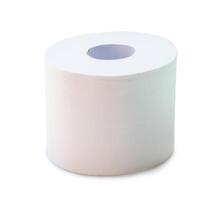 Tissue paper roll prepared for use in toilet or restroom isolated on white background with clipping path photo