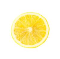 Top view of yellow lemon half isolated on white background with clipping path photo