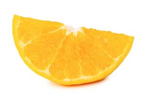 Front view of fresh shogun or tangerine mandarin orange slice or quarter isolated on white background with clipping path photo