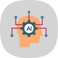 Artificial Intelligence Flat Curve Icon vector