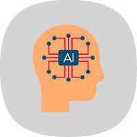 Artificial Intelligence Flat Curve Icon vector