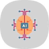 Artificial Intelligence Flat Curve Icon vector