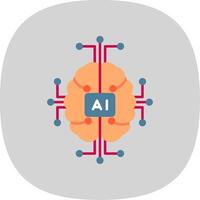 Artificial Intelligence Flat Curve Icon vector