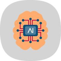 Artificial Intelligence Flat Curve Icon vector