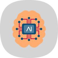 Artificial Intelligence Flat Curve Icon vector