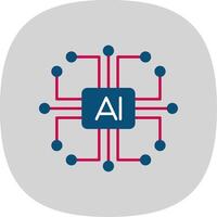 Artificial Intelligence Flat Curve Icon vector