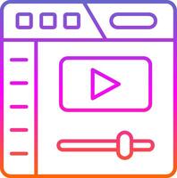 icono de degradado de línea de reproductor de video vector