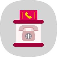 teléfono cabina plano curva icono vector