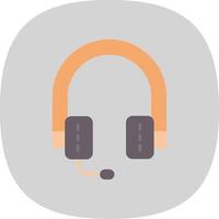 auriculares plano curva icono vector