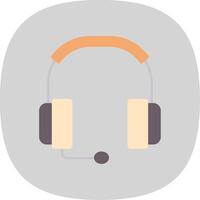 auriculares plano curva icono vector