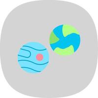 Planets Flat Curve Icon vector