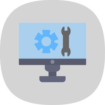 técnico apoyo plano curva icono vector