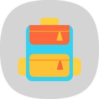 Backpack Flat Curve Icon vector