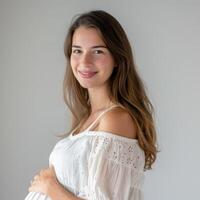 AI generated a pregnant woman in a white dress photo