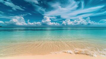 AI generated a beautiful beach with waves and clouds photo