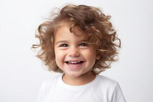 AI generated a little girl with curly hair smiling photo