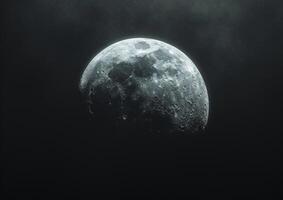 ai generado el Luna brilla brillantemente en contra el oscuro cielo, Luna observación imagen foto