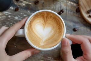 AI generated hot cappuccino with latte art photo