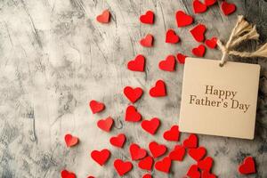 AI generated Happy Fathers day message with red hearts photo