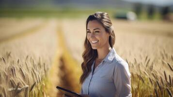 ai generado hembra agrícola ingeniero foto