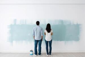 AI generated couple painting room in new home photo