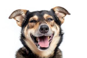 AI generated a happy dog , isolated on white background photo