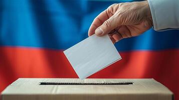 AI generated Hand casting ballot with national flag backdrop photo