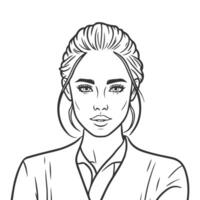 a woman in a suit is drawn in black and white vector