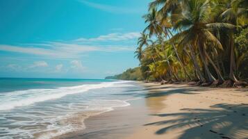ai generado un tropical playa con palma arboles y olas foto