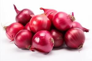 AI generated Fresh organic onions isolated on white background, perfect for culinary use and food preparation photo