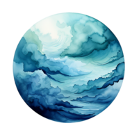 AI generated Blue watercolor round minimalist stain png