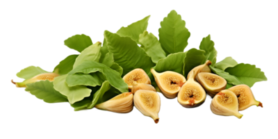 ai genererad färsk fikon och grön löv. bit av färsk fikon och grön löv vitamin diet näring. png