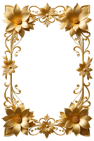 ai generiert Luxus Gold Blume Rahmen Rand png transparent Hintergrund