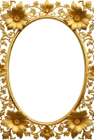 AI generated luxury gold flower frame border png transparent background