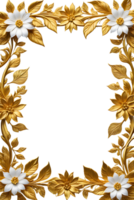 AI generated luxury gold flower frame border png transparent background