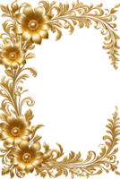 AI generated luxury gold flower frame border png transparent background